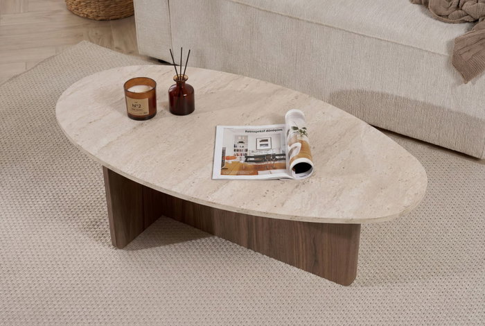 Nordure Mesa de café Orba - Travertino, Venezia Walnut
